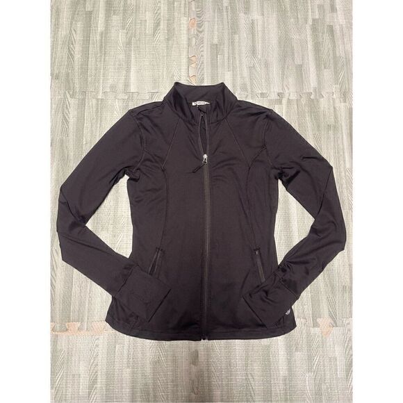 Forever 21 Active Jacket Womens M Medium Black Full Zip Pockets Mock Neck Long - Picture 1 of 6